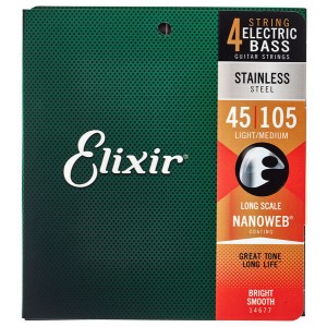 Elixir Bass 4-String Stainless Steel Medium 45 - 105 Long Scale Bass Strings